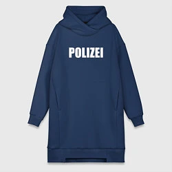 Женское худи-платье POLIZEI Полиция Надпись Белая, цвет: тёмно-синий