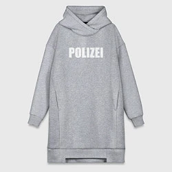 Женское худи-платье POLIZEI Полиция Надпись Белая, цвет: меланж
