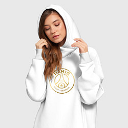 Женское худи-платье PSG GOLD LOGO ПСЖ ЗОЛОТО, цвет: белый — фото 2