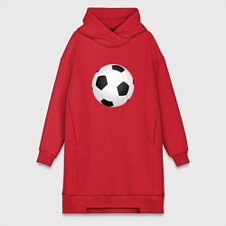 Женское худи-платье Футбольный мяч, цвет: красный