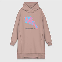 Женское худи-платье Люблю Армению, цвет: пыльно-розовый