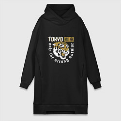 Женское худи-платье Tiger - Japan, цвет: черный