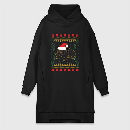 Женская толстовка-платье Рождественский свитер Жаба / Черный – фото 1