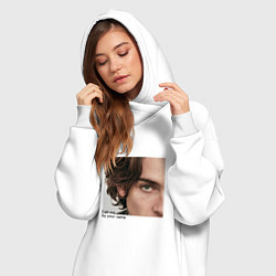 Женское худи-платье Timothee Chalamet CMbYN цитата, цвет: белый — фото 2