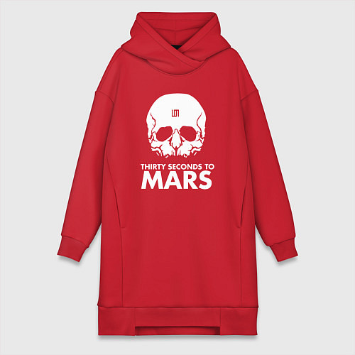 Женская толстовка-платье 30 Seconds to Mars белый череп / Красный – фото 1
