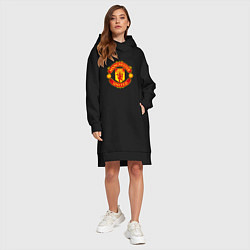 Женское худи-платье Манчестер Юнайтед логотип, цвет: черный — фото 2