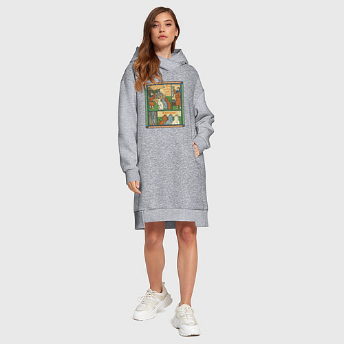 Женская толстовка-платье Рыбов продаёте Красивое мем в средневековом стиле / Меланж – фото 4