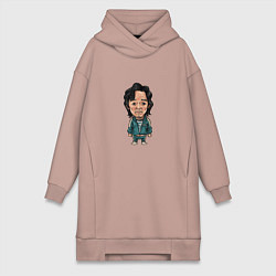 Женское худи-платье 456 Squid Game, цвет: пыльно-розовый