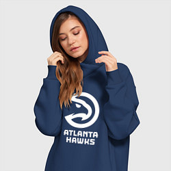 Женское худи-платье Атланта Хокс, Atlanta Hawks, цвет: тёмно-синий — фото 2