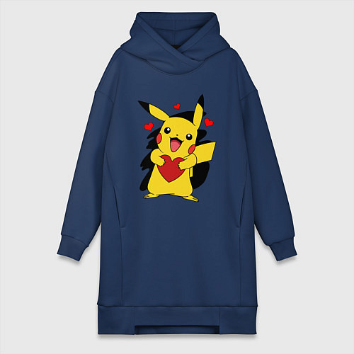 Женская толстовка-платье ПИКАЧУ И СЕРДЕЧКО POKENON PIKACHU LOVE / Тёмно-синий – фото 1