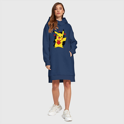 Женская толстовка-платье ПИКАЧУ И СЕРДЕЧКО POKENON PIKACHU LOVE / Тёмно-синий – фото 4