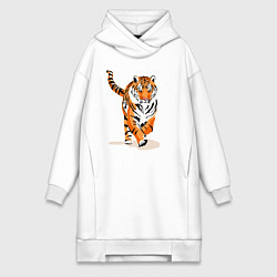 Женское худи-платье Властный хозяин джунглей, цвет: белый