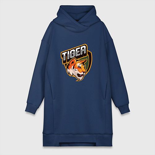 Женская толстовка-платье Тигр Tiger логотип / Тёмно-синий – фото 1