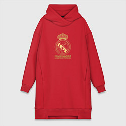 Женское худи-платье Real Madrid gold logo, цвет: красный