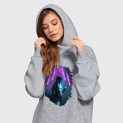 Женское худи-платье ДЖИНКС, ЛИГА ЛЕГЕНД ARCANE JINX, цвет: меланж — фото 2