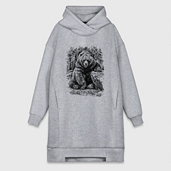 Женское худи-платье Истинный хозяин Русского леса, цвет: меланж