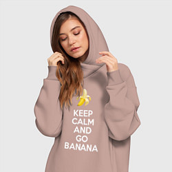 Женское худи-платье Keep calm and go banana, цвет: пыльно-розовый — фото 2