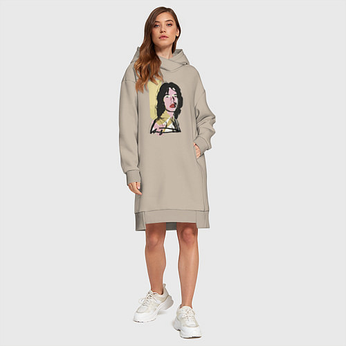 Женская толстовка-платье Andy Warhol - Mick Jagger pop art / Миндальный – фото 4