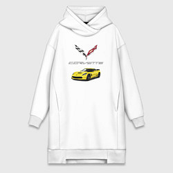 Женское худи-платье Chevrolet Corvette motorsport, цвет: белый