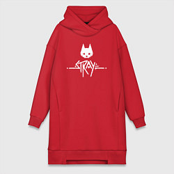 Женское худи-платье Stray: White Logo, цвет: красный