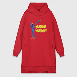 Женское худи-платье Хаги ваги Huggy Wuggy Poppy Playtime, цвет: красный