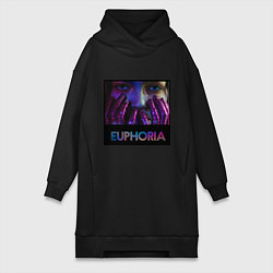 Женское худи-платье Сериал Euphoria - Зендея, цвет: черный