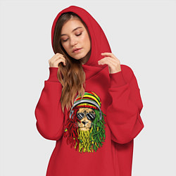 Женское худи-платье Rasta lioN, цвет: красный — фото 2