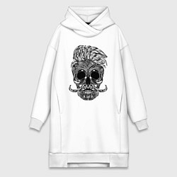 Женское худи-платье Skull hipster, цвет: белый