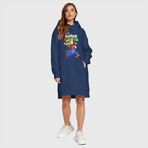 Женская толстовка-платье Луиджи и Марио / Тёмно-синий – фото 4