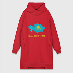 Женское худи-платье Map Kazakhstan, цвет: красный