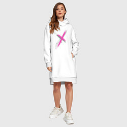 Женское худи-платье Коллекция Get inspired! Pink cross Абстракция P-cr, цвет: белый — фото 2
