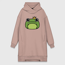 Женское худи-платье Frog Lucky король, цвет: пыльно-розовый