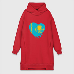 Женское худи-платье Сердце - Казахстан, цвет: красный