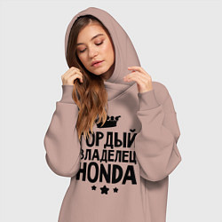 Женское худи-платье Гордый владелец Honda, цвет: пыльно-розовый — фото 2
