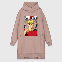 Женское худи-платье Eikichi finger, цвет: пыльно-розовый