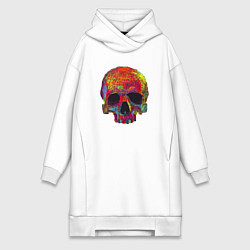 Женское худи-платье Cool color skull, цвет: белый