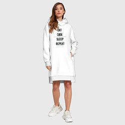 Женское худи-платье EAT CODE SLEEP REPEAT, цвет: белый — фото 2
