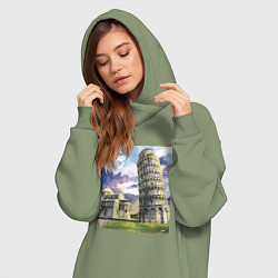 Женское худи-платье Италия Пизанская башня, цвет: авокадо — фото 2