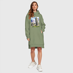 Женское худи-платье Италия Пизанская башня, цвет: авокадо — фото 2