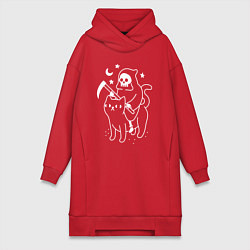 Женское худи-платье ВСАДНИК КОТОПОКАЛИПСИСА, цвет: красный