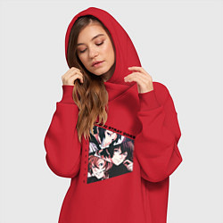 Женское худи-платье Великий из бродячих псов, Дазай Осаму, Чуя Накахар, цвет: красный — фото 2
