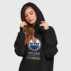 Женское худи-платье Edmonton Oilers are coming Эдмонтон Ойлерз, цвет: черный — фото 2