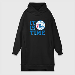 Женское худи-платье It Is Philadelphia 76ers Time Филадельфия Севенти, цвет: черный