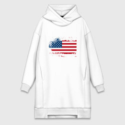 Женское худи-платье Американский флаг Stars, цвет: белый