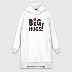 Женское худи-платье Big hugs!, цвет: белый