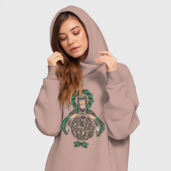 Женское худи-платье Древнеславянская богиня Берегиня, цвет: пыльно-розовый — фото 2