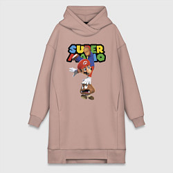Женское худи-платье Mario and Goomba Super Mario, цвет: пыльно-розовый