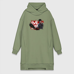 Женское худи-платье Эш с бензопилой, цвет: авокадо