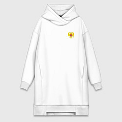Женское худи-платье Герб россии карман спина, цвет: белый