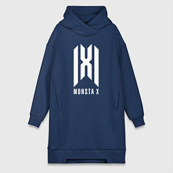 Женское худи-платье Monsta x logo, цвет: тёмно-синий